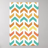 Poster Flèches rétro Chevron Orange Turquoise or Motif (Devant)