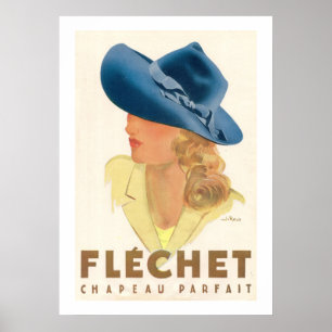 Poster Fléchet (annonces casquettes Vintages)