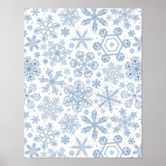 Poster Fléchettes de neige grises sur blanc (Devant)