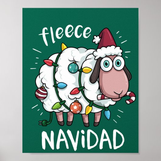 Poster Fleece Feliz Navidad Funny Cute Sheep Noël (Devant)