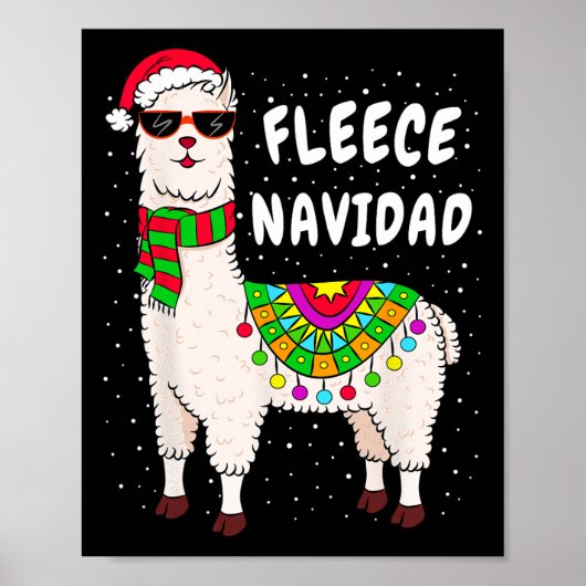 Poster Fleece Feliz Navidad Llama Noël mignon Noël Noël G (Devant)