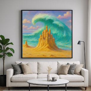 Poster Fleeting Sand Castle - Pastel Peinture Style Art