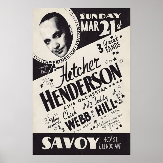 Poster Fletcher Henderson - Chick Webb - Teddy Hill jazz (Devant)