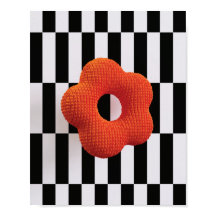 Fleur 3D vibrante orange et noir et blanc - impres