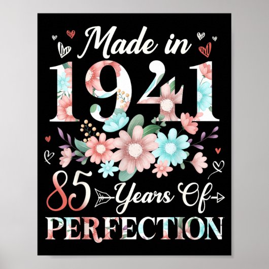 Poster Fleur 85 ans née en 1941 85e anniversaire (Devant)
