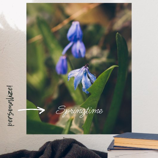 Poster Fleur à ressort bleu