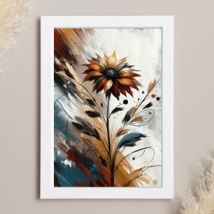 Poster Fleur Abstrait Floral Art en Terracotta