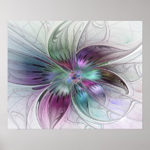 Fleur Abstraite Colorée Art Fractal Floral Moderne