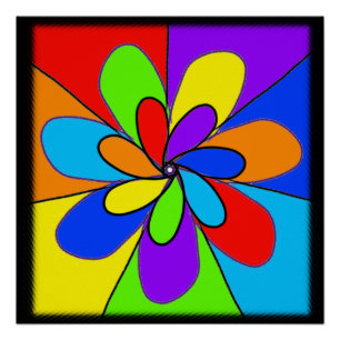 Poster Fleur Abstraite couleur arc-en-ciel