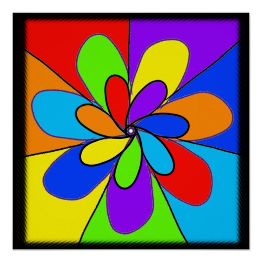 Poster Fleur Abstraite couleur arc-en-ciel (Devant)