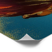 Poster Fleur abstraite en orange et sarcelle (Coin)