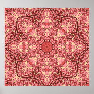 Poster Fleur Abstraite Ethnique, Mandalas Sans Seamless.