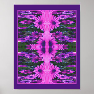 Poster Fleur abstraite fantaisiste de marguerite pourpre