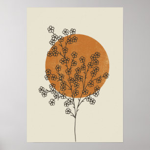 Poster Fleur Abstraite minimaliste beige