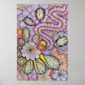 Poster Fleur abstraite pastel Art de gribouillage complex (Devant)