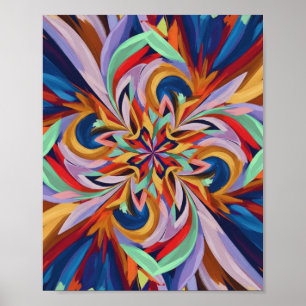 Poster Fleur Abstraite vive - Mur d'art coloré