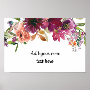 Poster Fleur aquarelle pêche Bourgogne Votre propre texte