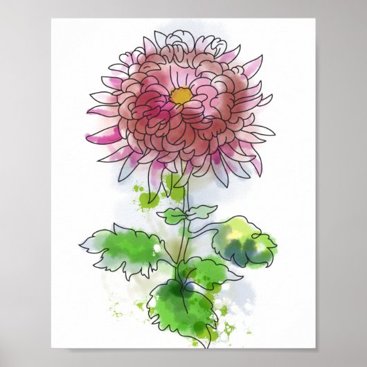 Poster Fleur aquarelle, peinture moderne (Devant)