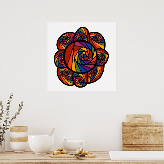 Poster Fleur arc-en-ciel Abstraite (Cuisine)