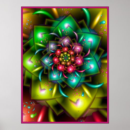 Poster Fleur arc-en-ciel colorée (Devant)