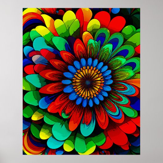Poster Fleur arc-en-ciel colorée 104 (Devant)