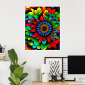 Poster Fleur arc-en-ciel colorée 104 (Bureau à domicile)