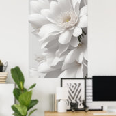 Poster Fleur Art Blanc Fleur Art Fleur de Vie Art Des (Bureau à domicile)