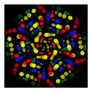Poster Fleur aux couleurs arc-en-ciel floue et pointillée