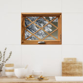 Poster Fleur blanche (Fleur cerise) Faux, Faux, Fenêtre (Cuisine)