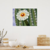 Poster Fleur blanche Saguaro Cactus illustrée (Cuisine)