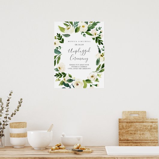 Poster Fleur blanche | Signe de cérémonie Mariage débranc (Cuisine)