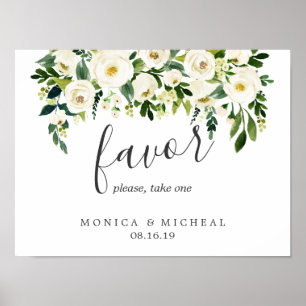 Poster Fleur blanche   Symbole de faveur de mariage flora