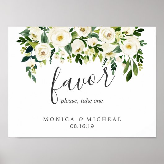 Poster Fleur blanche | Symbole de faveur de mariage flora (Devant)