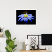 Poster Fleur bleu unique contre le noir (Bureau à domicile)