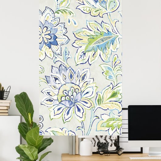 Poster Fleur Bleue Bohème (Bureau à domicile)