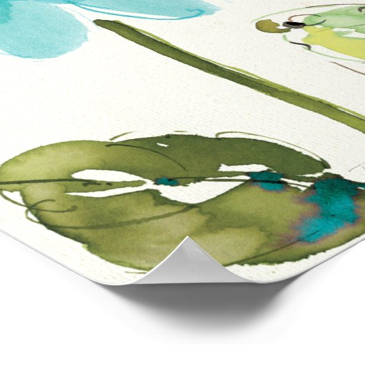 Poster Fleur bleue et papillon (Coin)