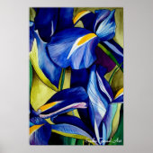 Poster Fleur bleue Iris peinture originale aquarelle (Devant)