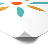 Poster Fleur bleue orange funky de milieu de siècle (Coin)
