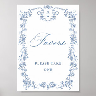Poster Fleur Bleue Ornate Victorian Grace Favore Mariage