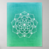 Poster Fleur Boho Ombre Mandala en vert (Devant)