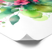Poster Fleur botanique à l'aquarelle rose vert (Coin)