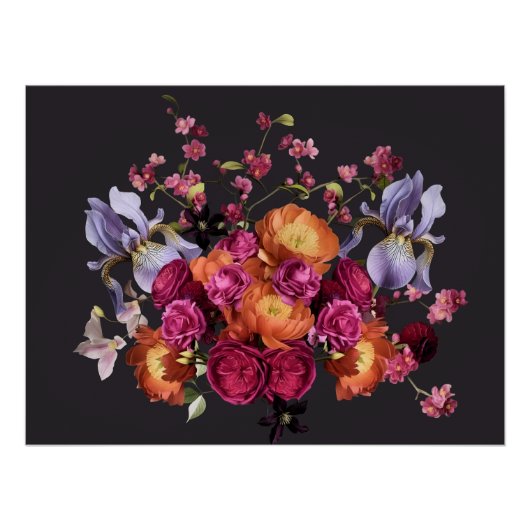 Poster Fleur Botanique Sombre (Devant)