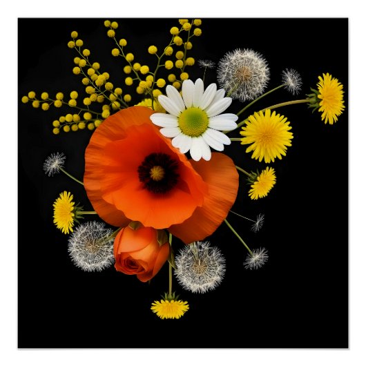 Poster Fleur Botanique Sombre (Devant)
