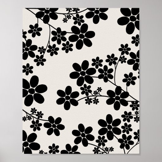 Poster Fleur Cerise 12 Beige Et Noir (Devant)