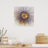 Poster Fleur colorée lumineuse, fractale moderne abstrait (Cuisine)