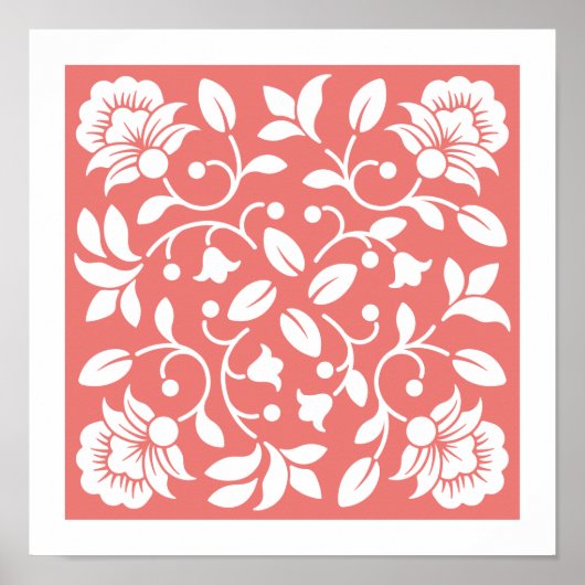 Poster Fleur corail et couleur blanche (Devant)