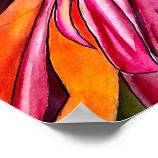 Poster Fleur d'aquarelle Chrysanthemum (Coin)