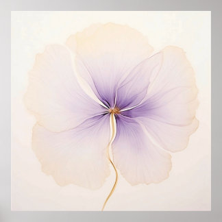 Poster Fleur d'aquarelle d'orchidée lavande minimale