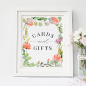 Poster Fleur d'aquarelle Jardin Cartes de douche et cadea