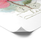 Poster Fleur d'aquarelle rose Amour (Coin)